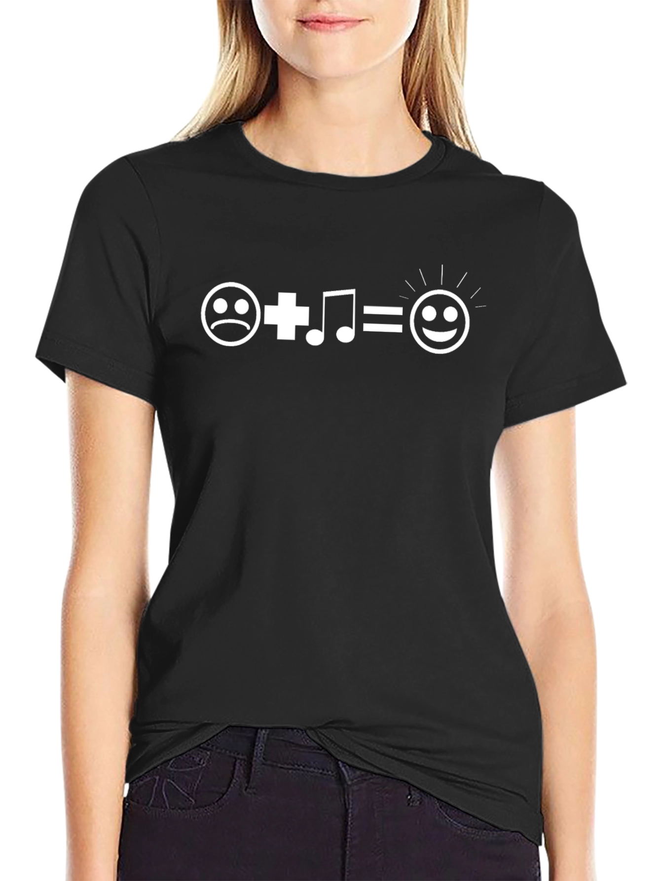 Happy Music Equation Black T-Shirt