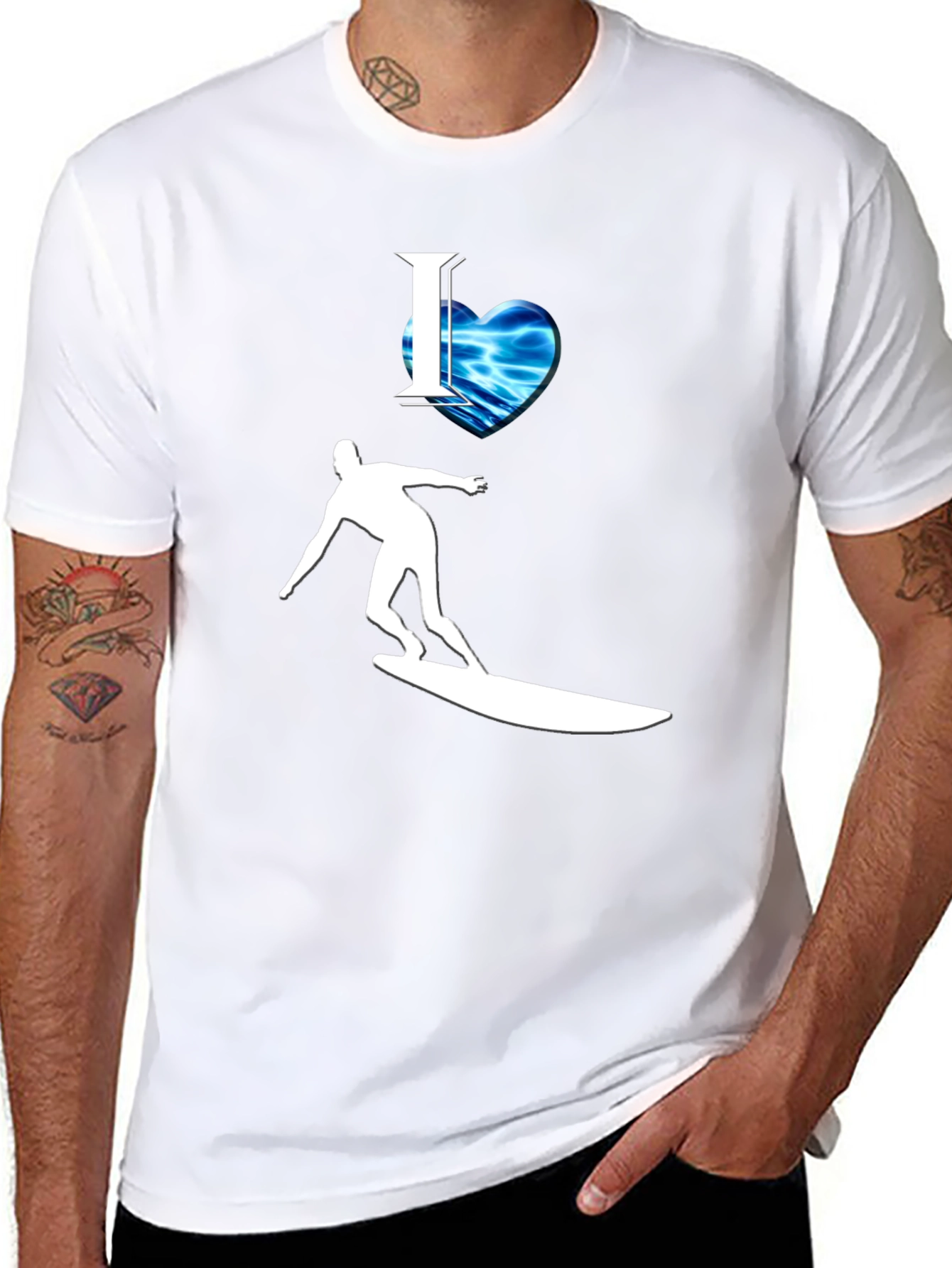I Heart Surfing Graphic Tee - Cool Wave Design