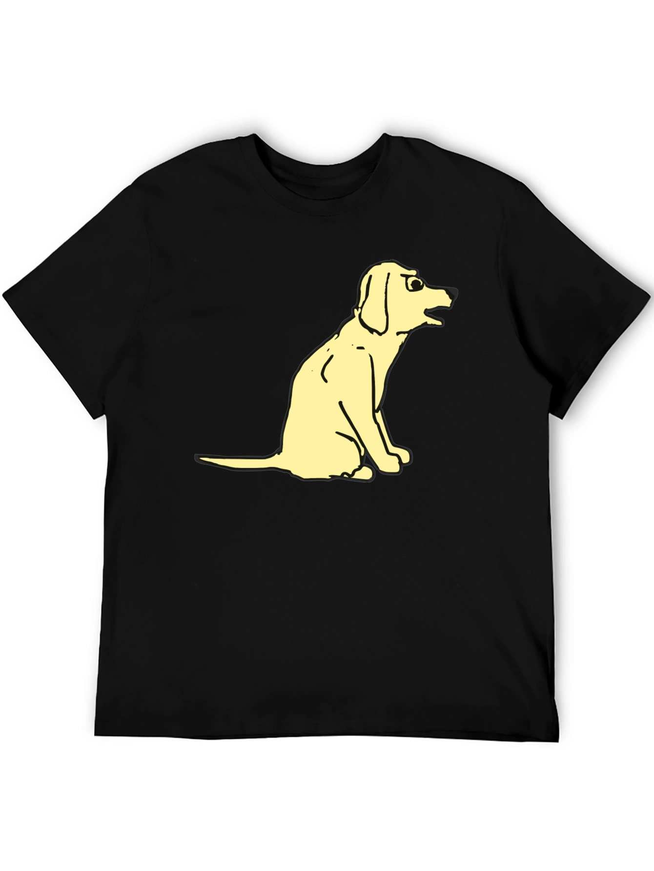 Funny Cartoon Dog Graphic Tee - Black
