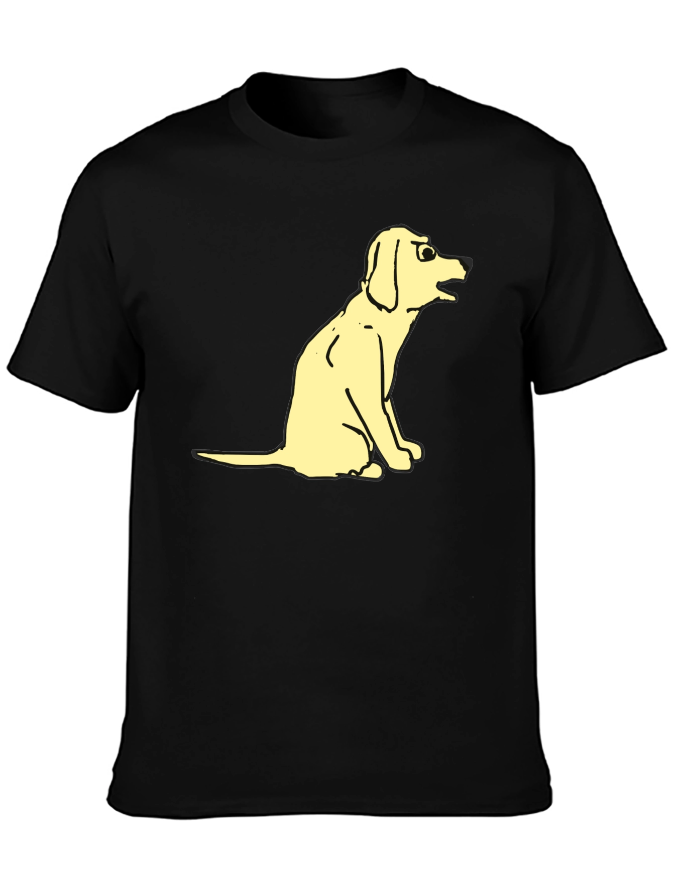 Funny Cartoon Dog Graphic Tee - Black