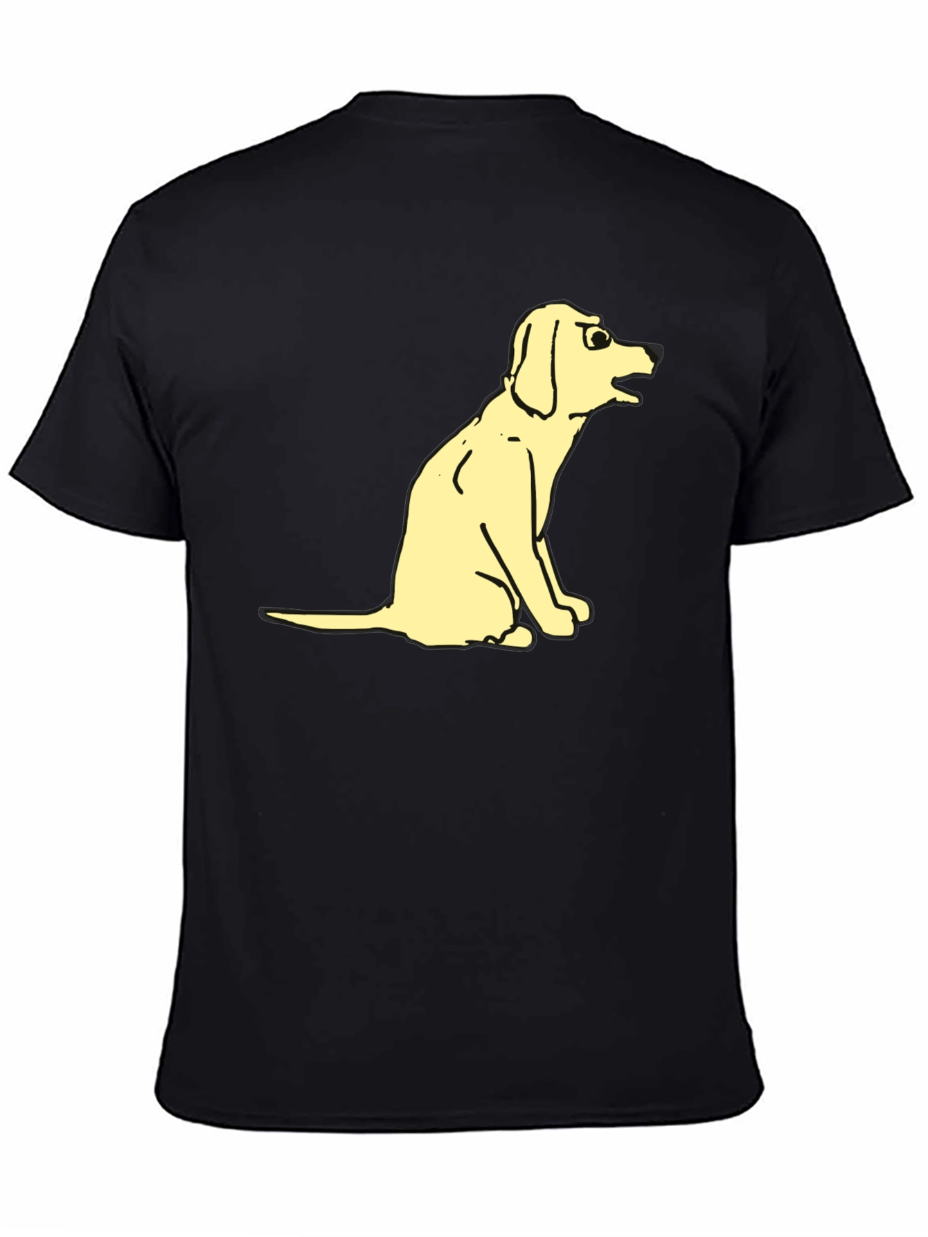Funny Cartoon Dog Graphic Tee - Black