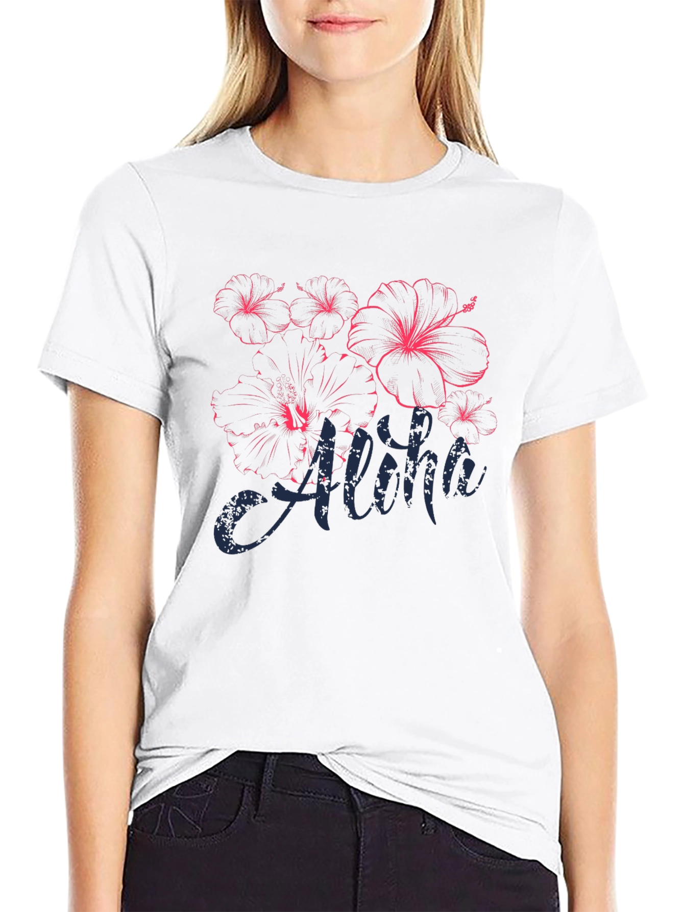 Aloha Hibiscus Graphic T-Shirt - Black