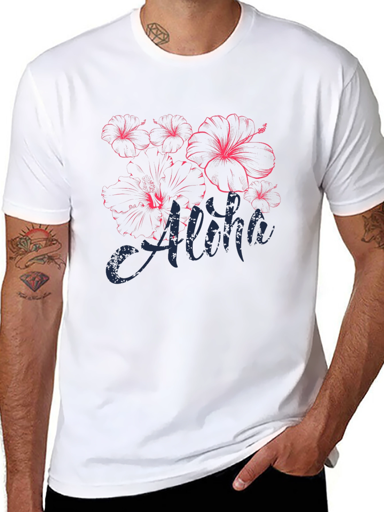 Aloha Hibiscus Graphic T-Shirt - Black