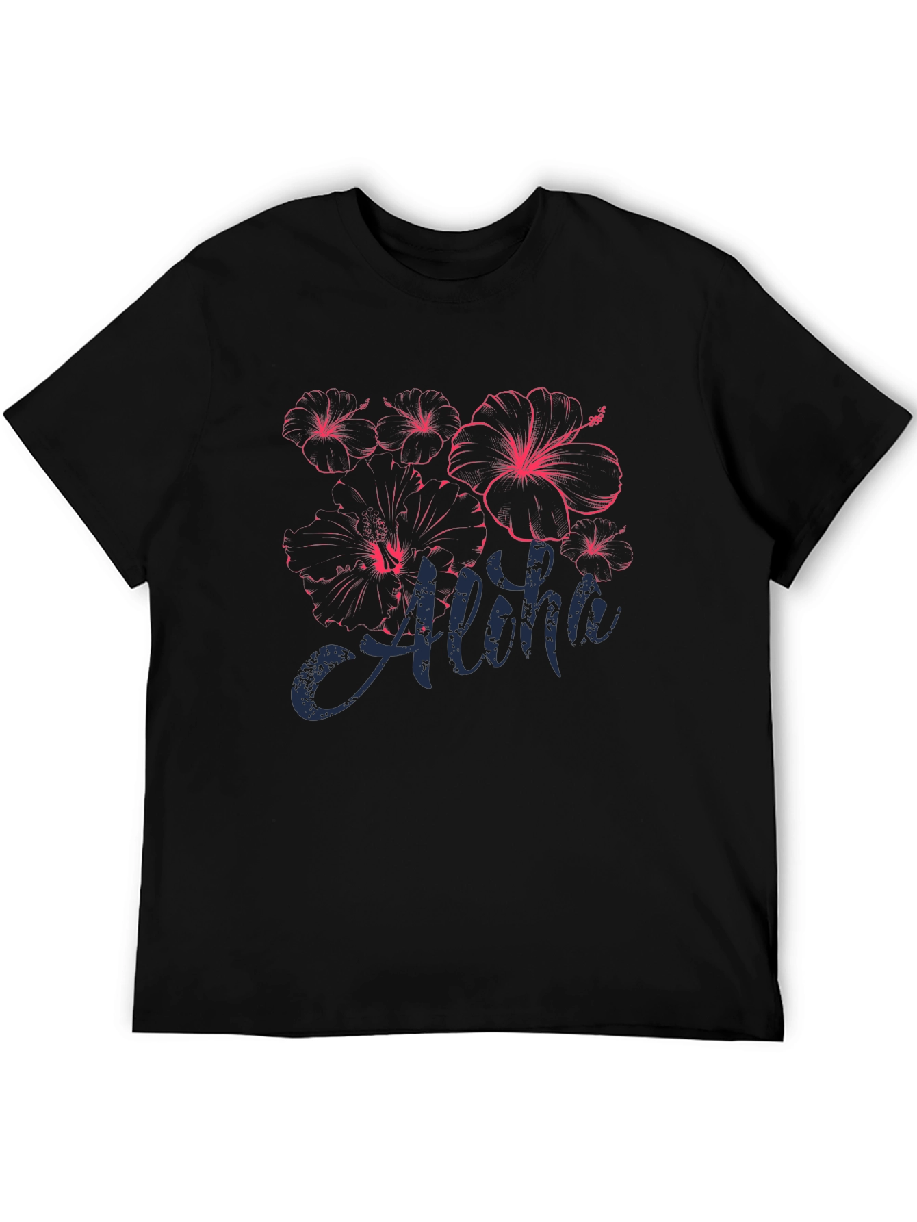 Aloha Hibiscus Graphic T-Shirt - Black