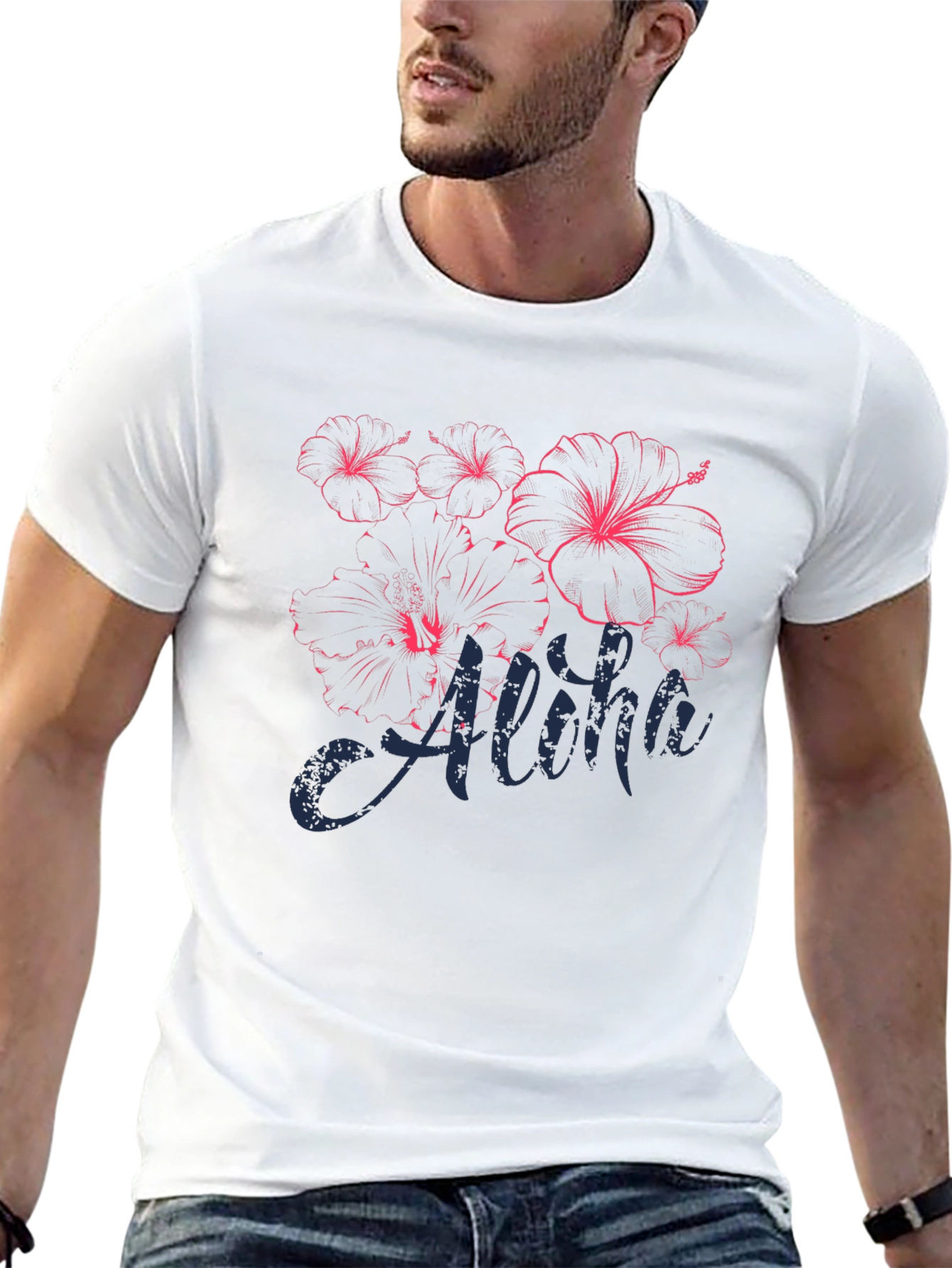 Aloha Hibiscus Graphic T-Shirt - Black