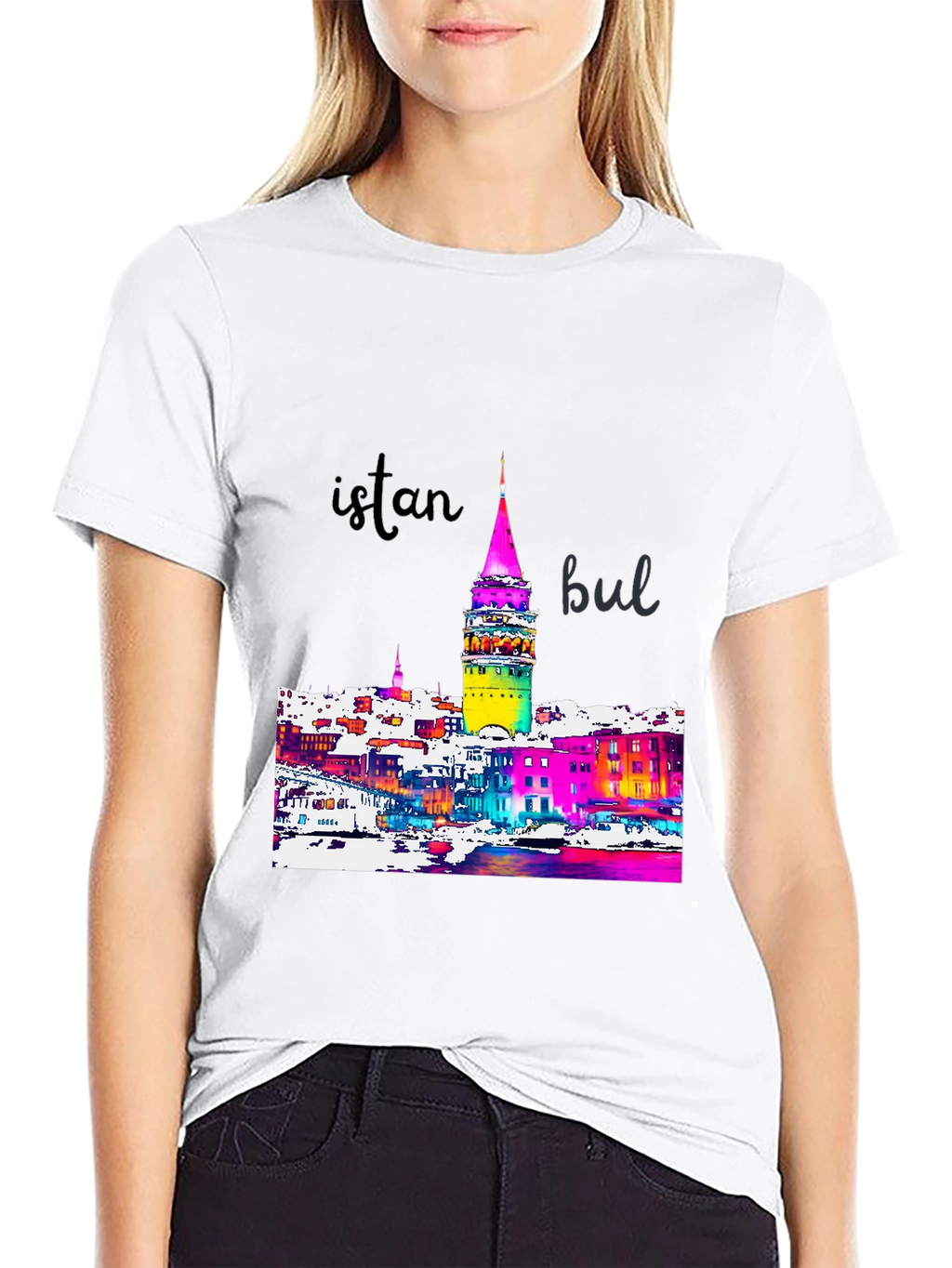 Istanbul Galata Tower Graphic Tee - Mens Black T-Shirt