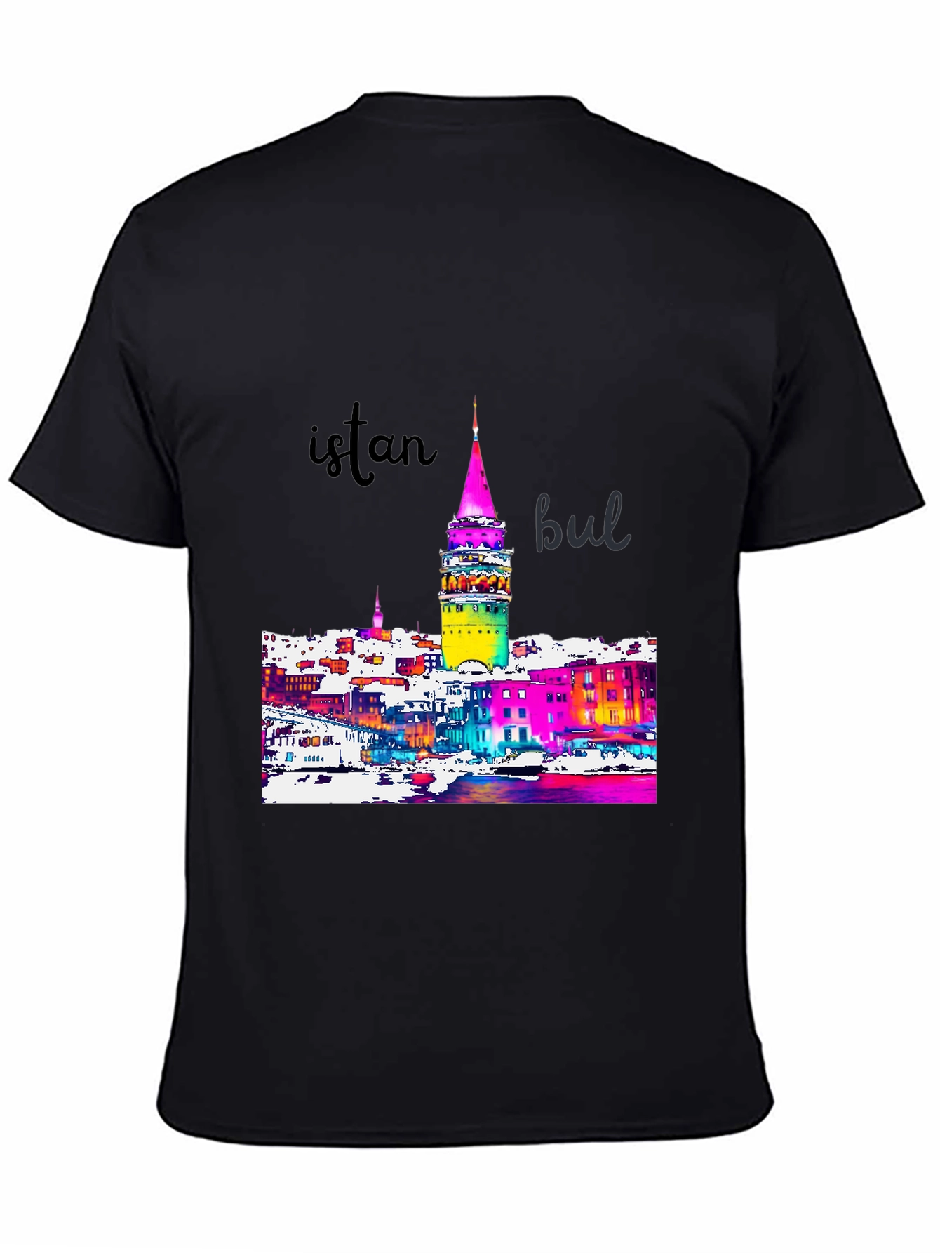 Istanbul Galata Tower Graphic Tee - Mens Black T-Shirt