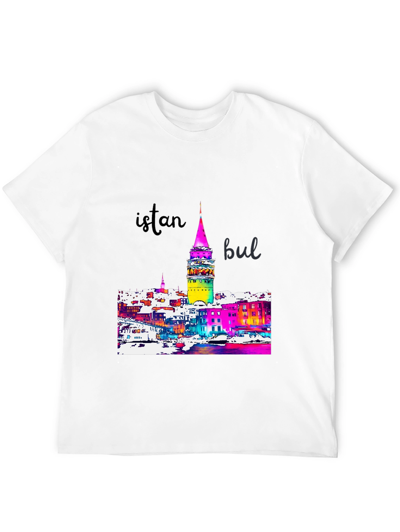 Istanbul Galata Tower Graphic Tee - Mens Black T-Shirt