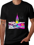 Istanbul Galata Tower Graphic Tee - Mens Black T-Shirt