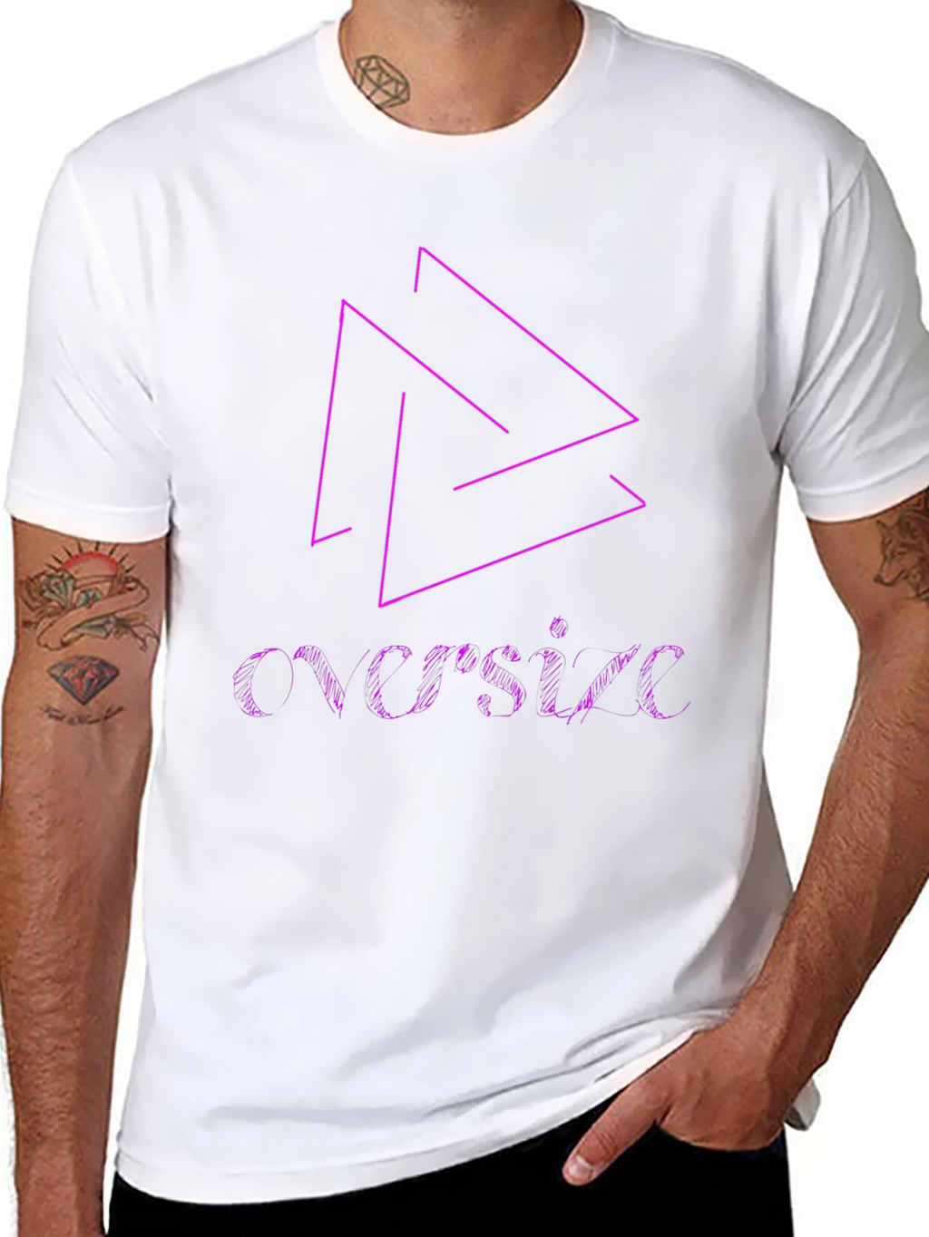 Black T-Shirt with Geometric & Text Design