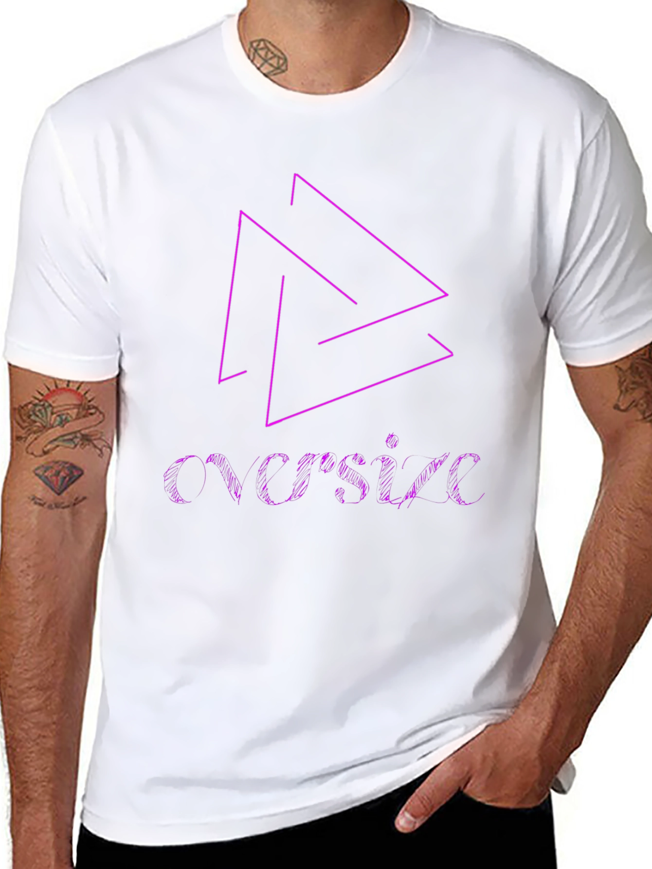 Black T-Shirt with Geometric & Text Design