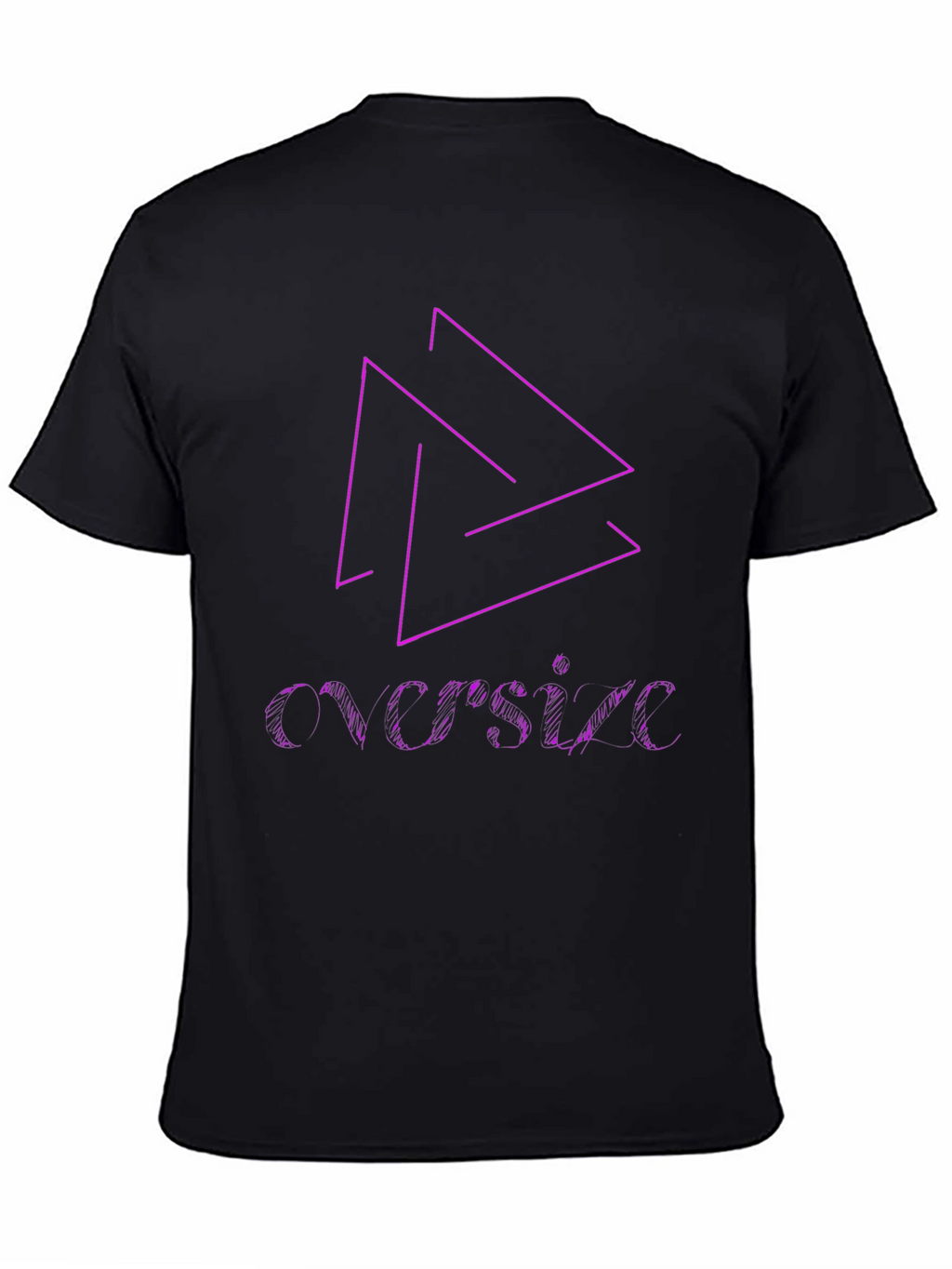 Black T-Shirt with Geometric & Text Design