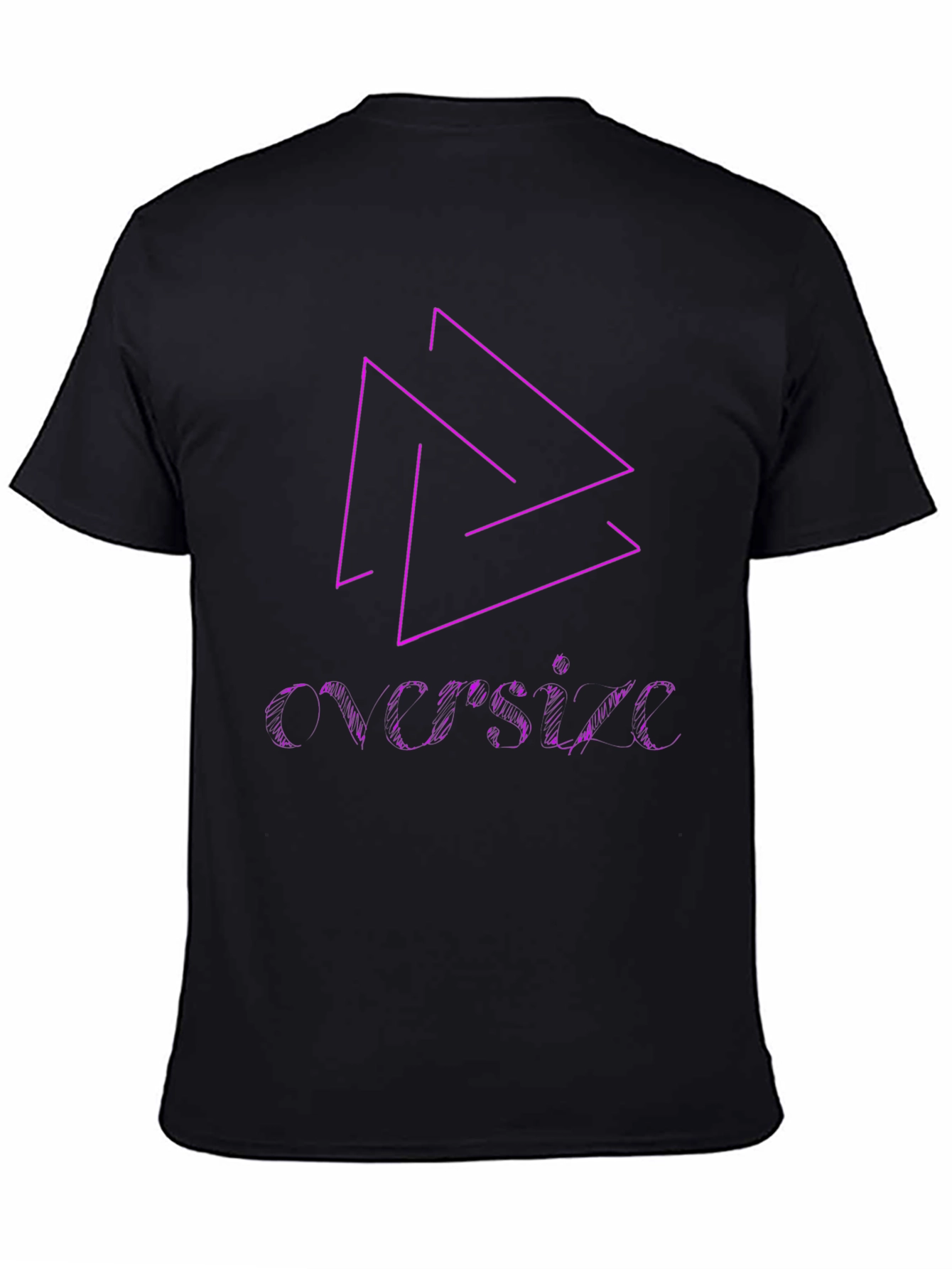 Black T-Shirt with Geometric & Text Design