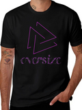Black T-Shirt with Geometric & Text Design