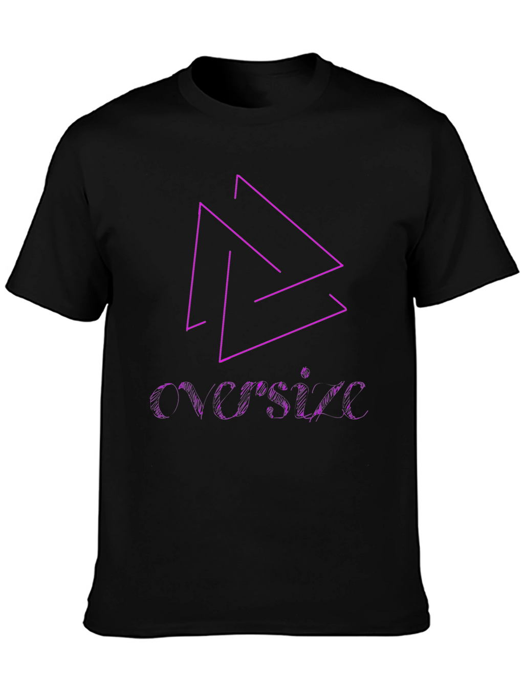 Black T-Shirt with Geometric & Text Design