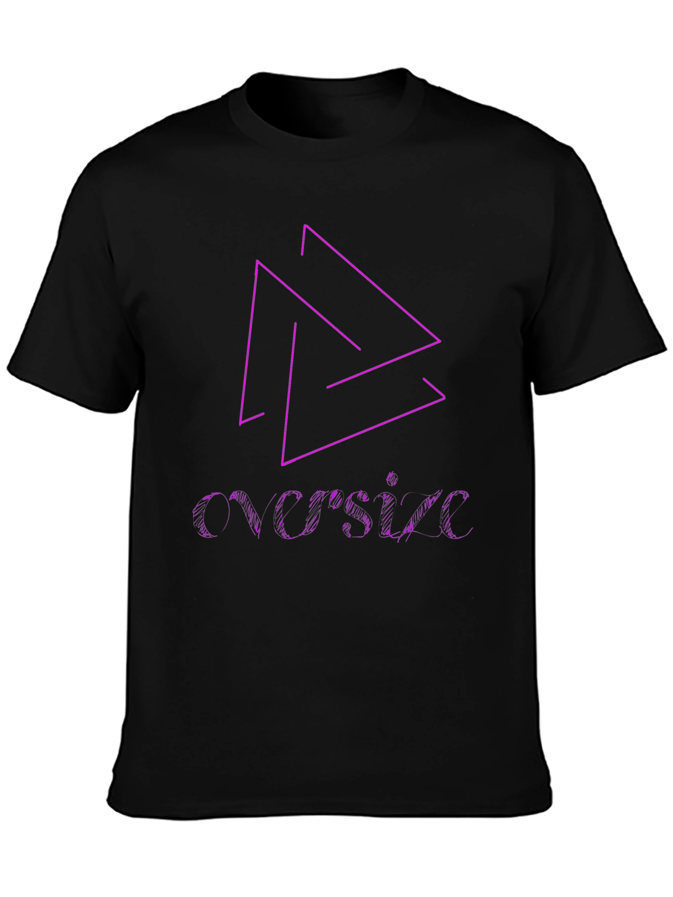 Black T-Shirt with Geometric & Text Design