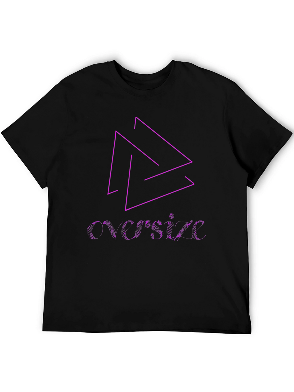 Black T-Shirt with Geometric & Text Design