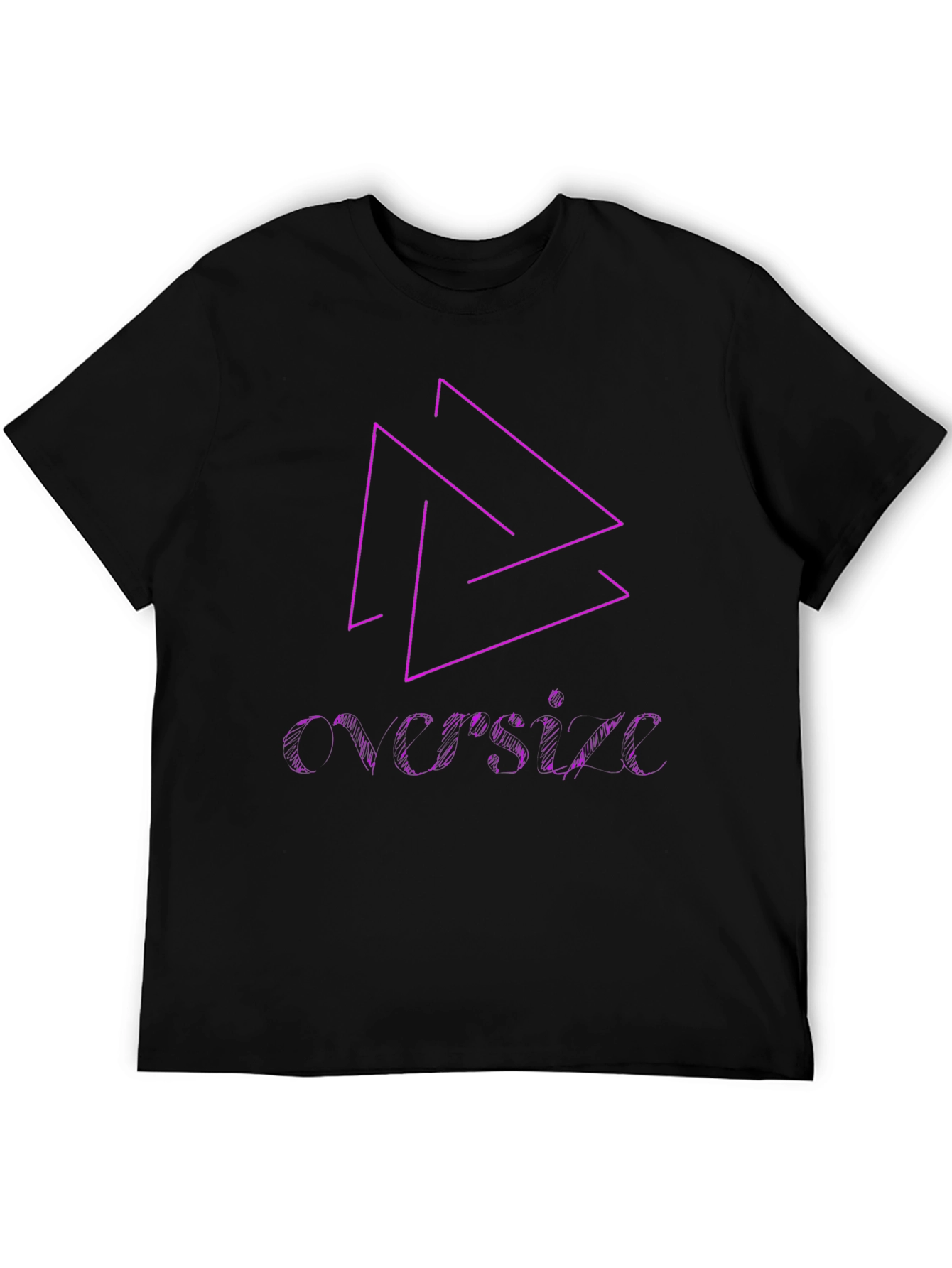 Black T-Shirt with Geometric & Text Design