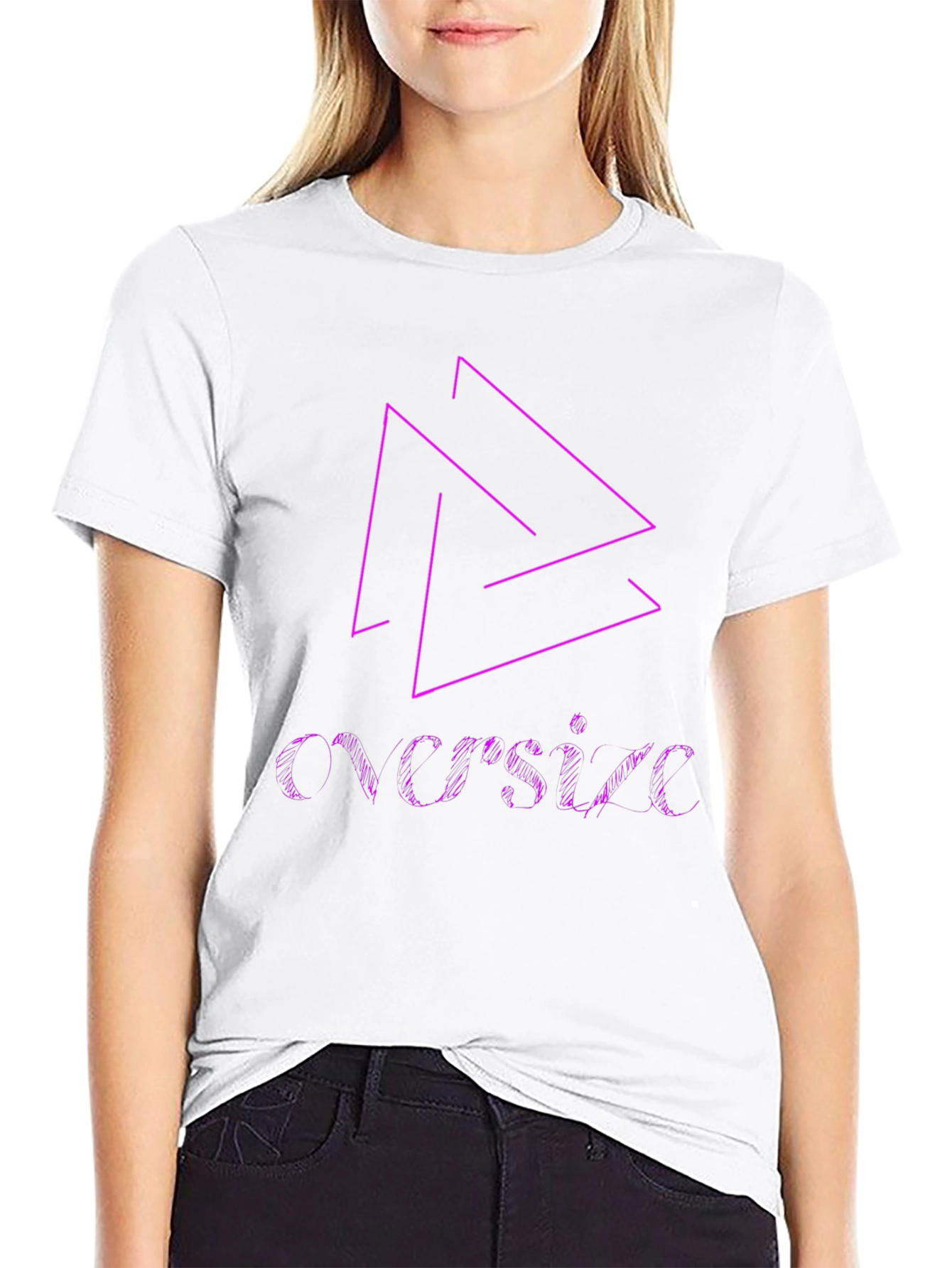 Black T-Shirt with Geometric & Text Design