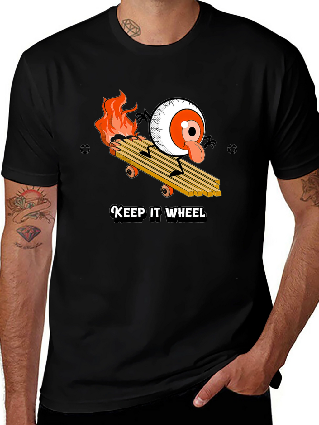 Keep It Wheel Eyeball Skateboard Graphic Tee