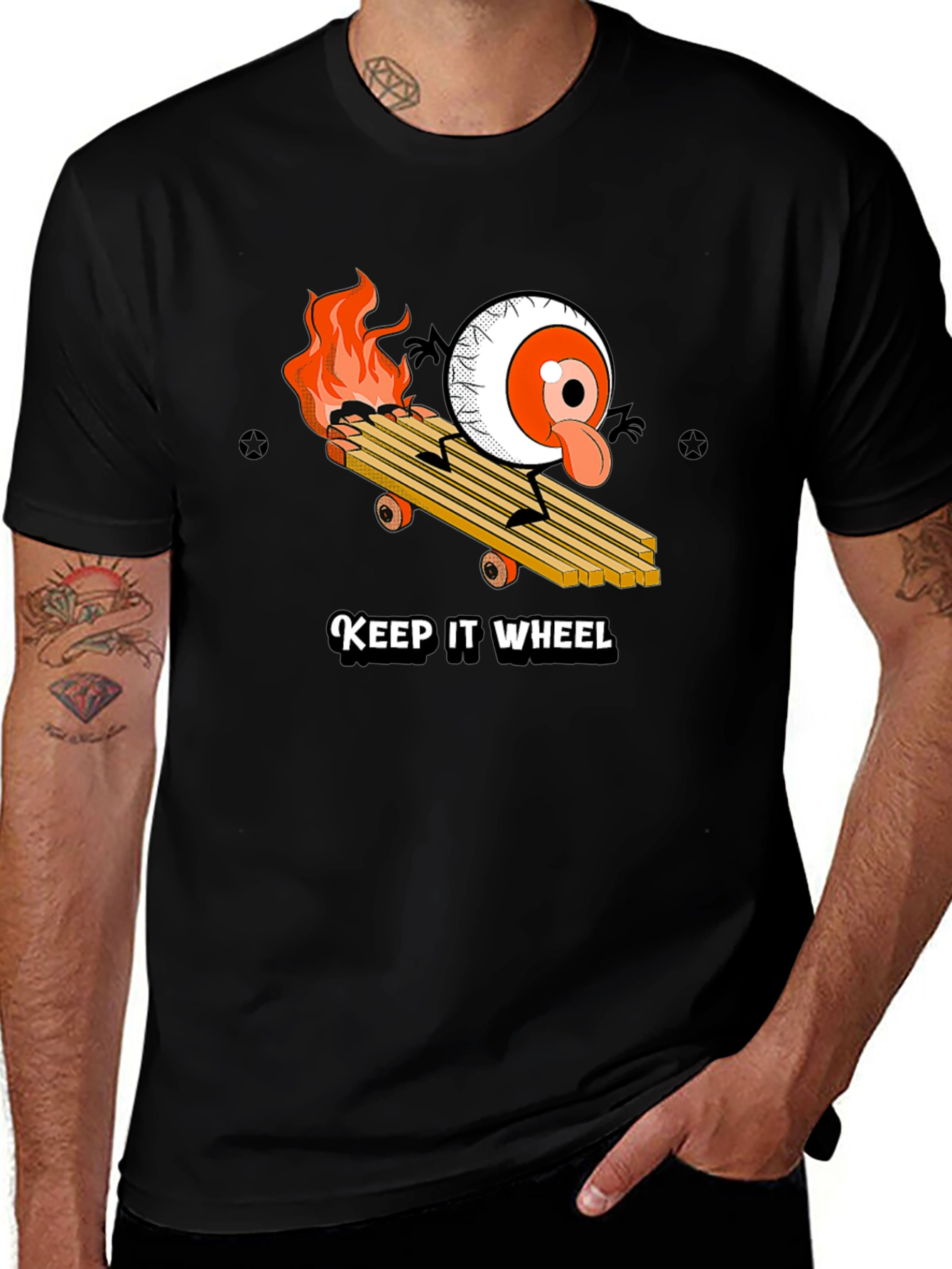 Keep It Wheel Eyeball Skateboard Graphic Tee