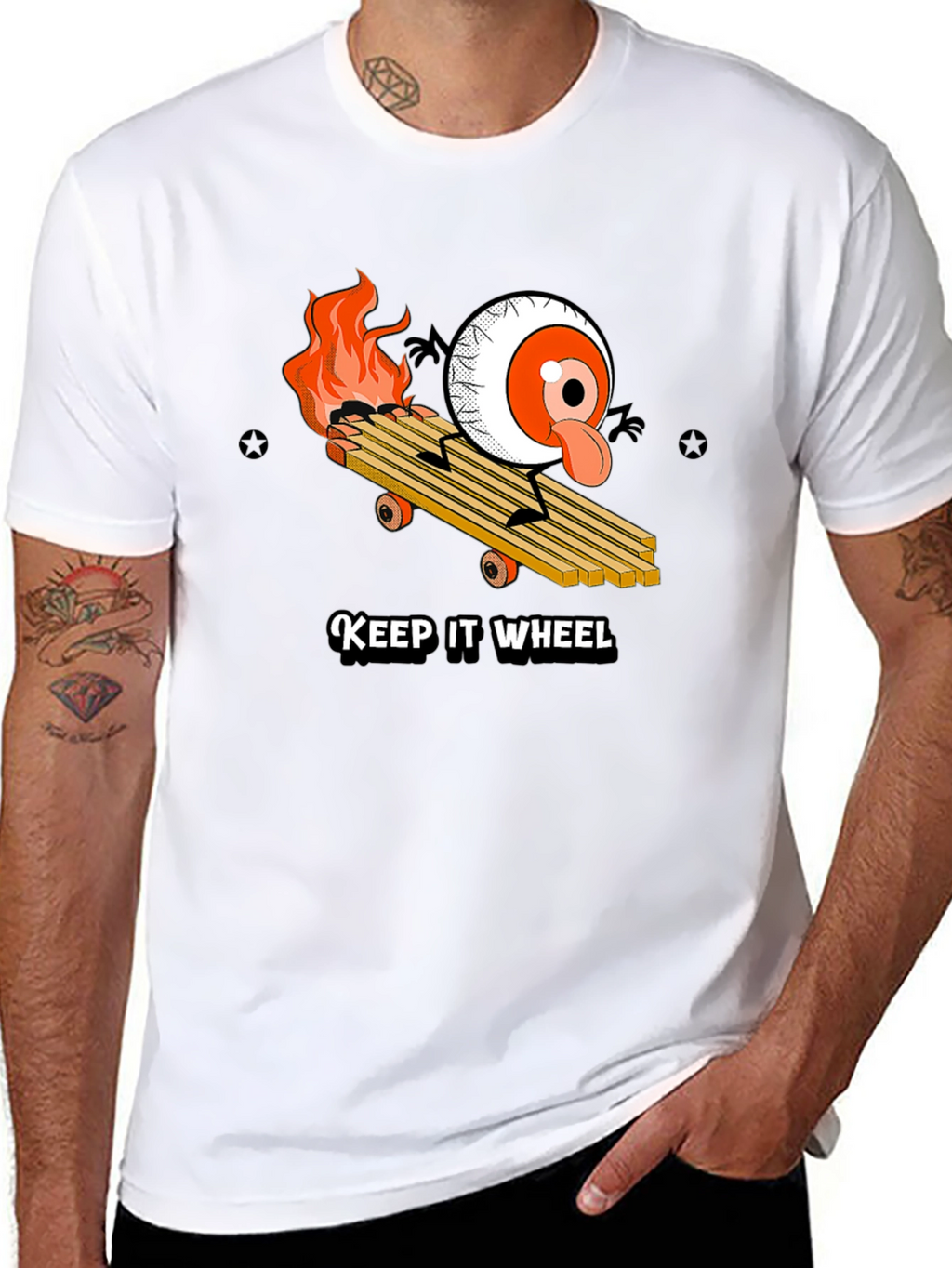 Keep It Wheel Eyeball Skateboard Graphic Tee
