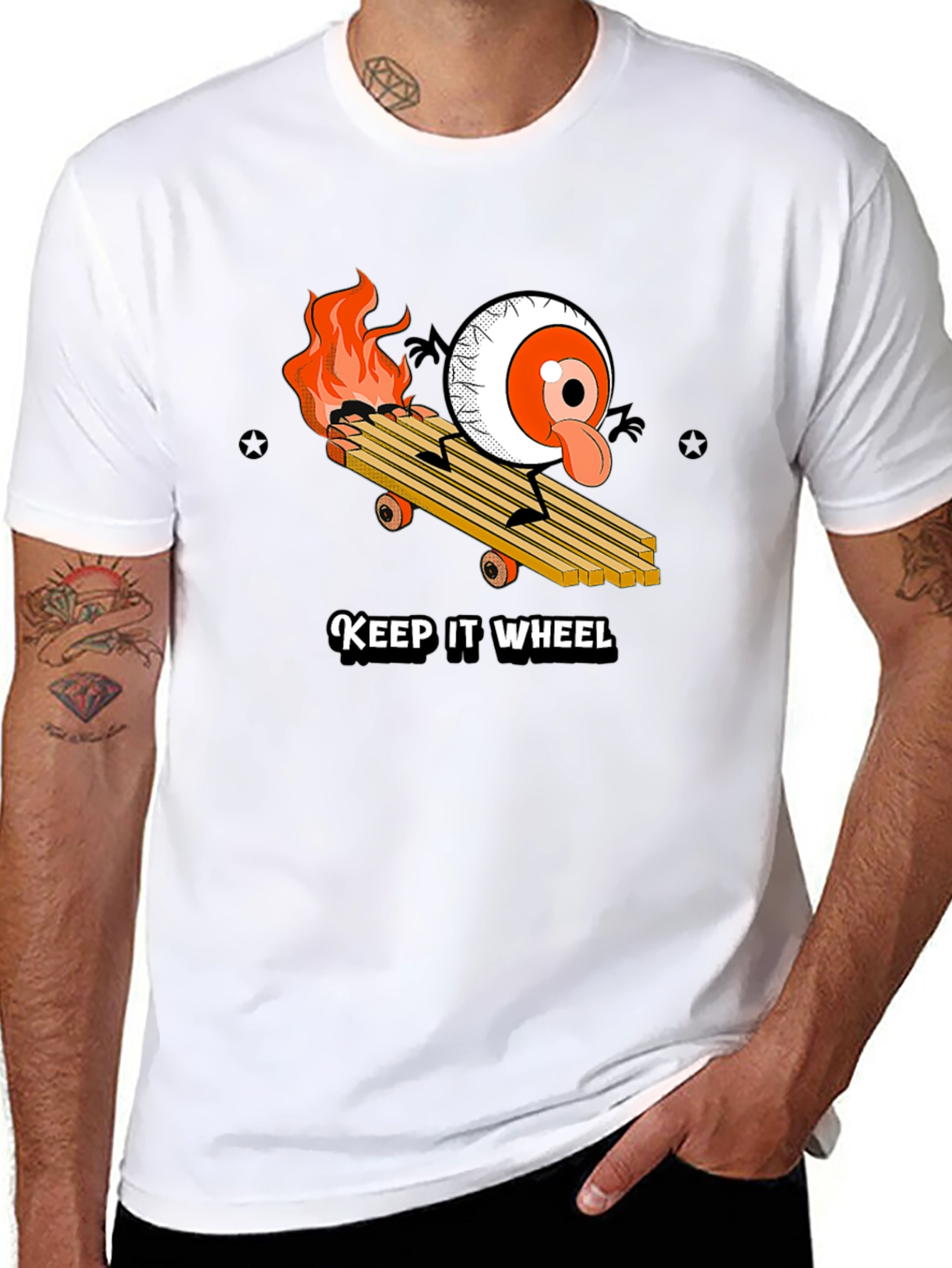 Keep It Wheel Eyeball Skateboard Graphic Tee