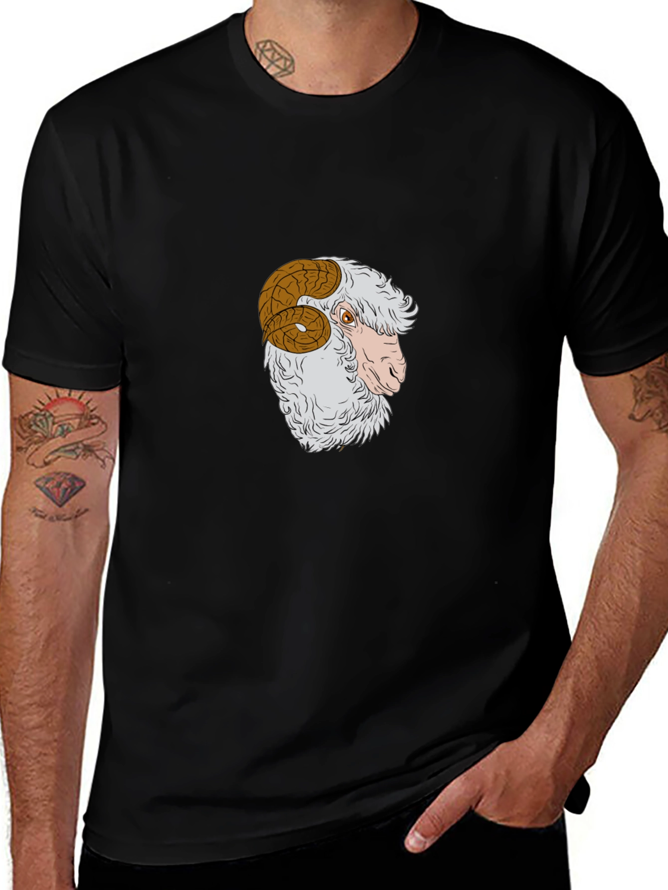 Ram Graphic Tee - Stylish Black Cotton T-Shirt