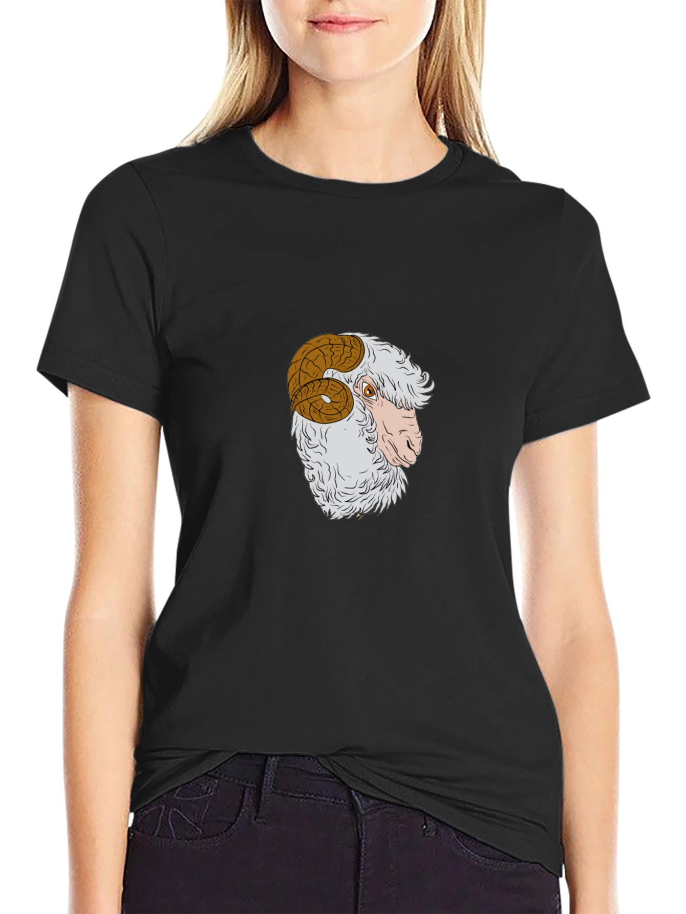 Ram Graphic Tee - Stylish Black Cotton T-Shirt