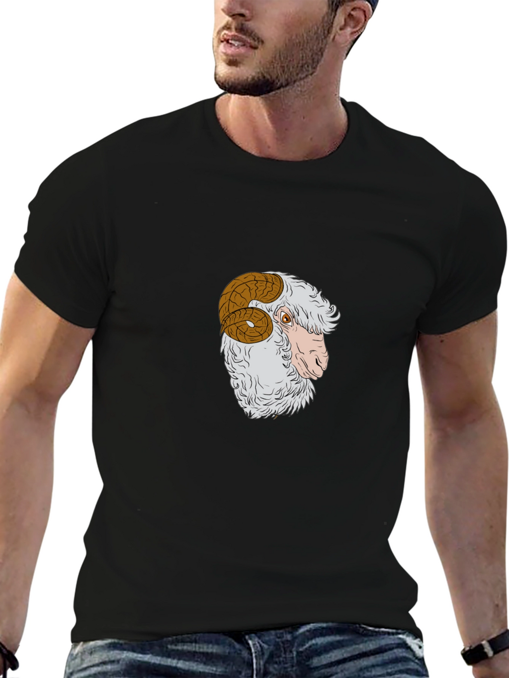 Ram Graphic Tee - Stylish Black Cotton T-Shirt