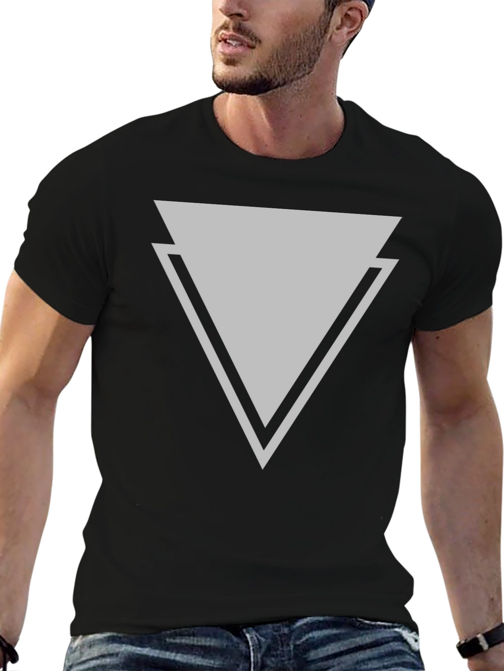 Modern Triangle Graphic Tee - Casual Black T-Shirt