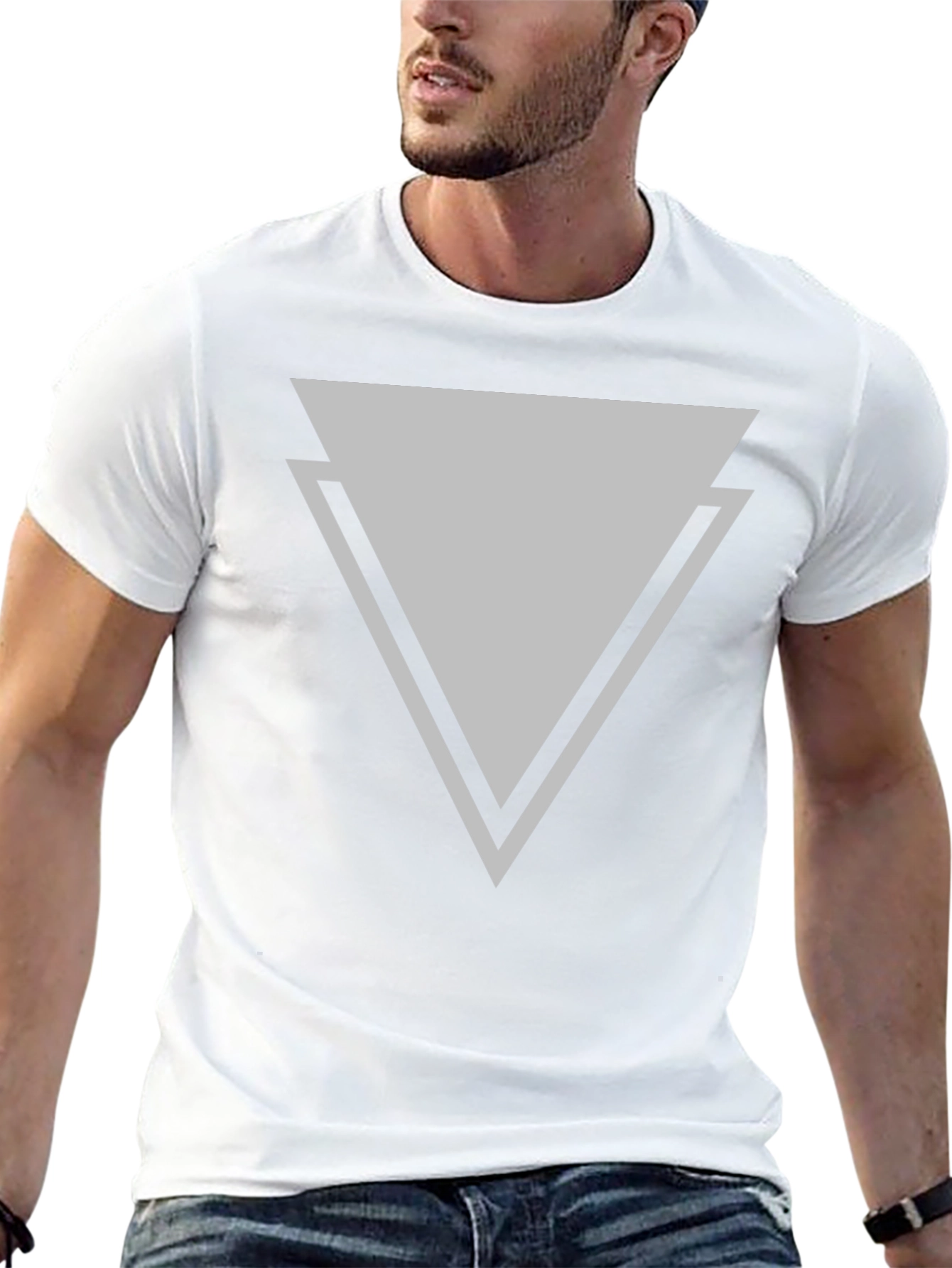 Modern Triangle Graphic Tee - Casual Black T-Shirt