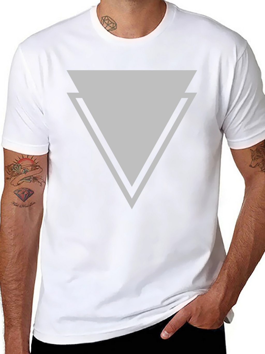 Modern Triangle Graphic Tee - Casual Black T-Shirt