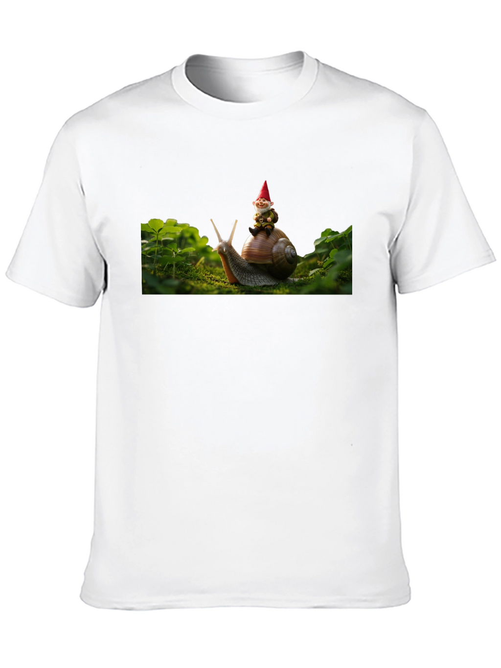 Gnome Riding Snail Black T-Shirt