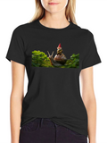 Gnome Riding Snail Black T-Shirt
