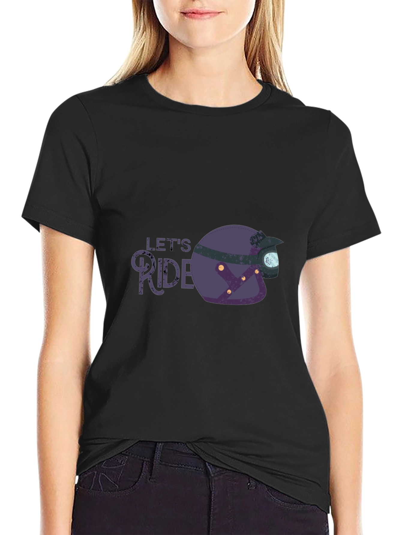 Lets Ride Graphic Tee - Motorcycle Helmet T-Shirt