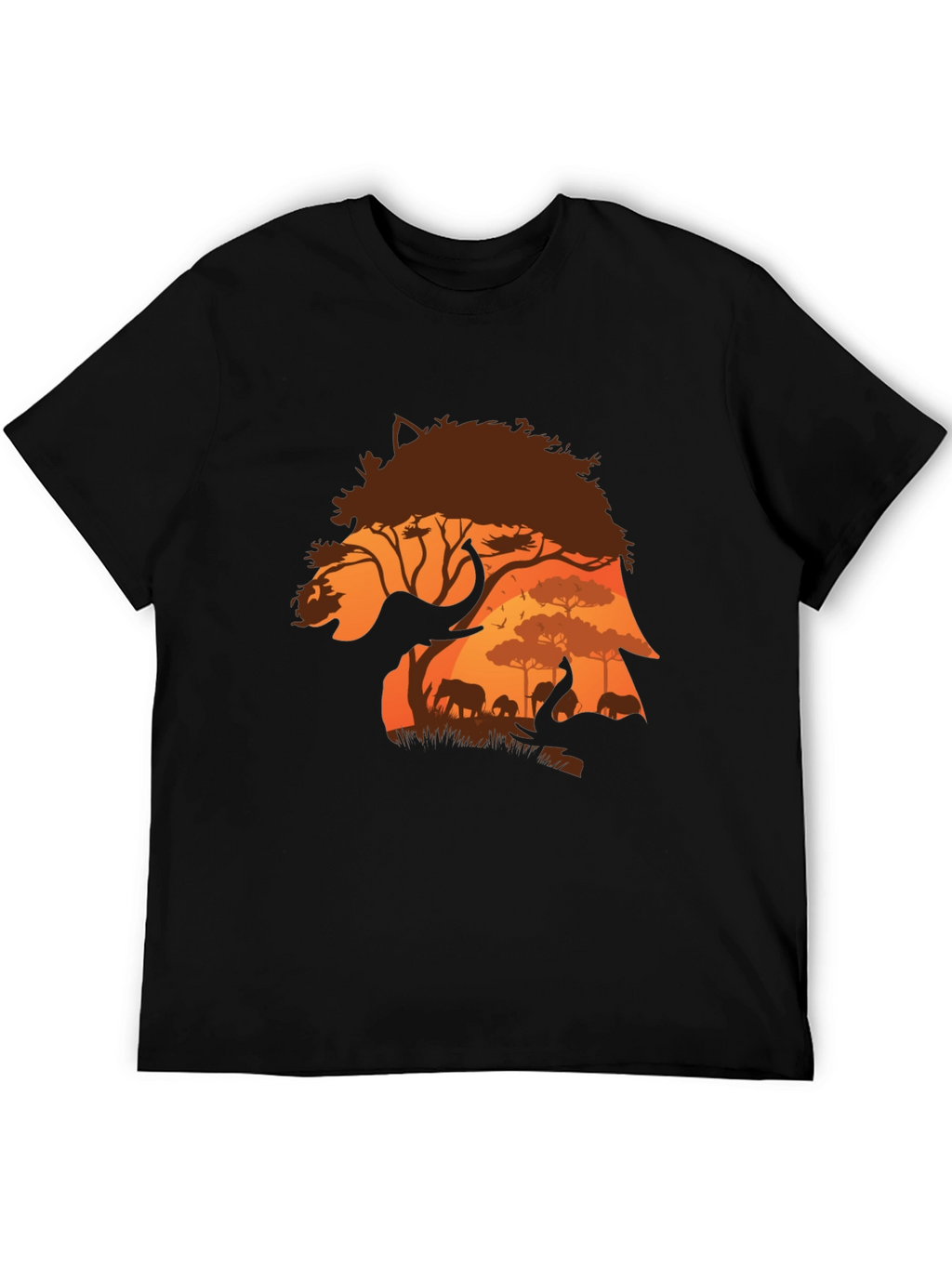 African Safari Elephant Silhouette Mens T-Shirt