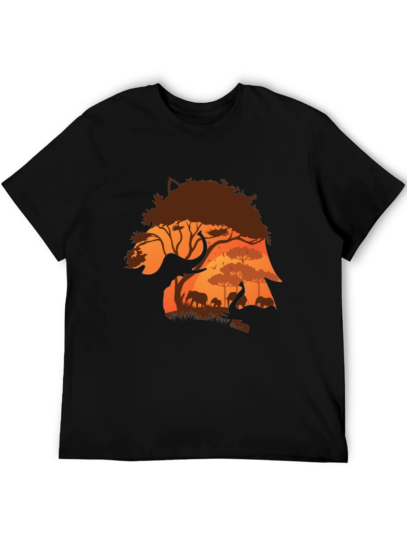 African Safari Elephant Silhouette Mens T-Shirt
