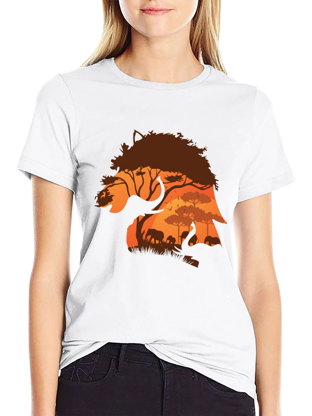 African Safari Elephant Silhouette Mens T-Shirt