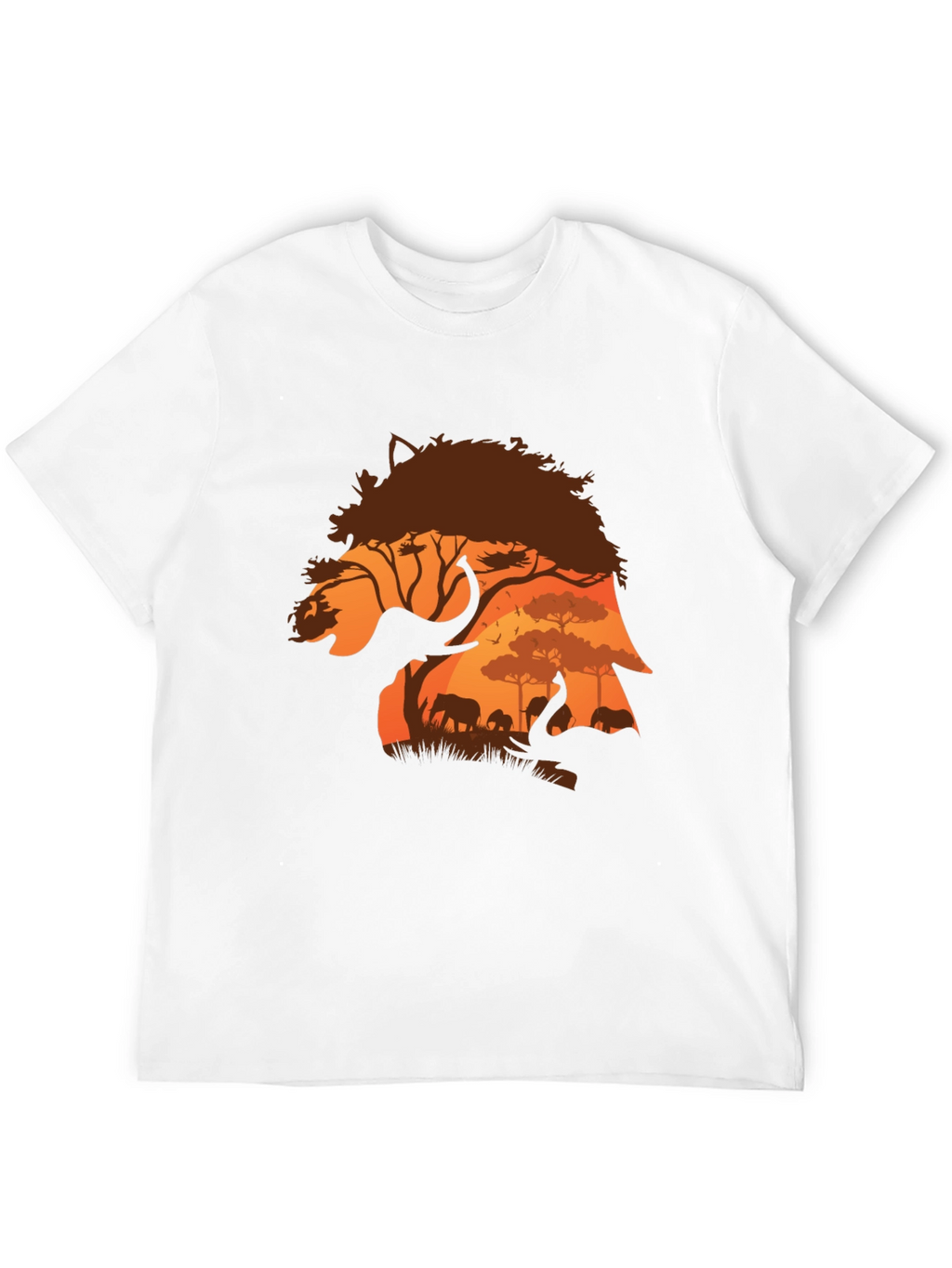 African Safari Elephant Silhouette Mens T-Shirt