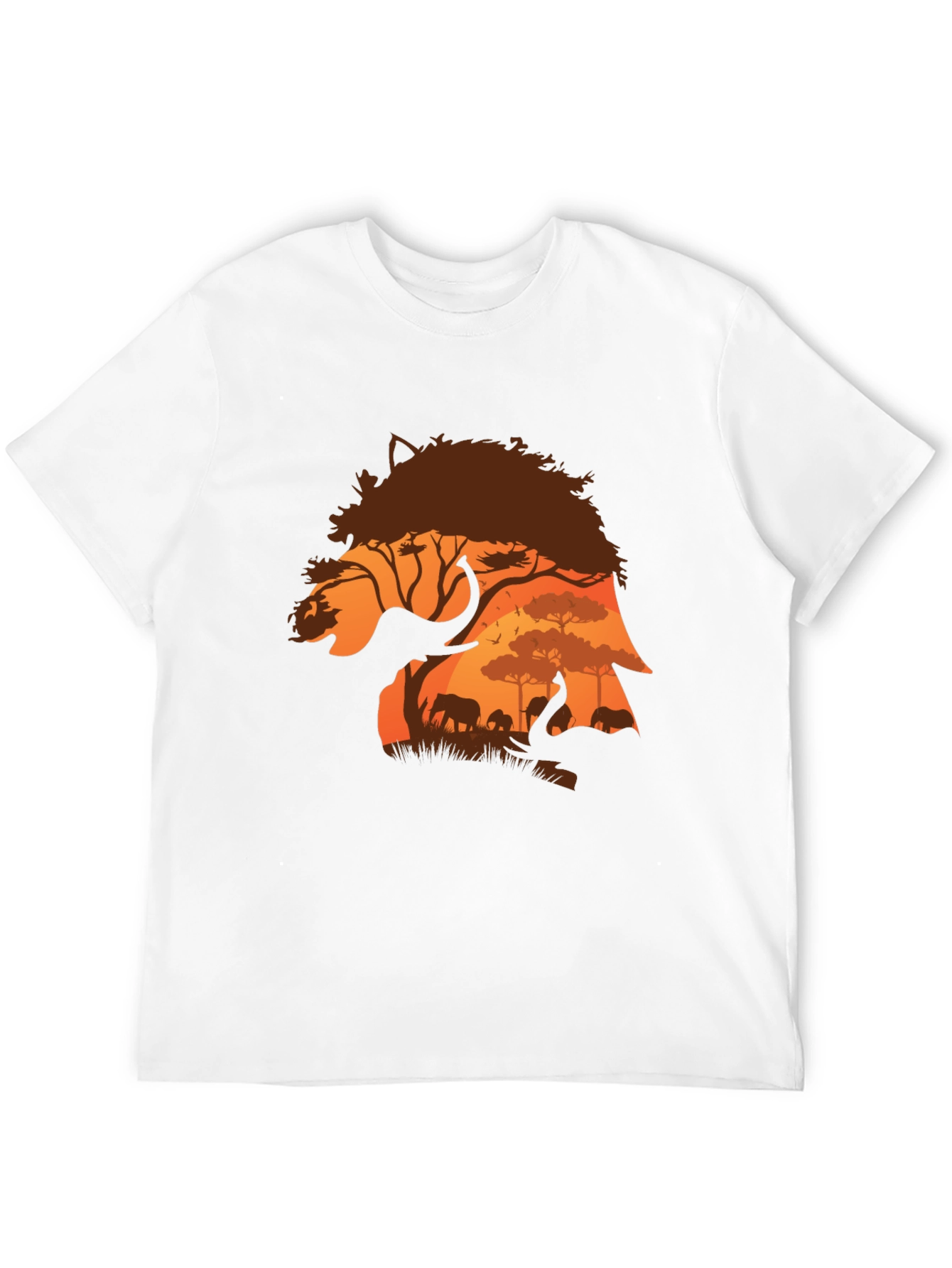 African Safari Elephant Silhouette Mens T-Shirt