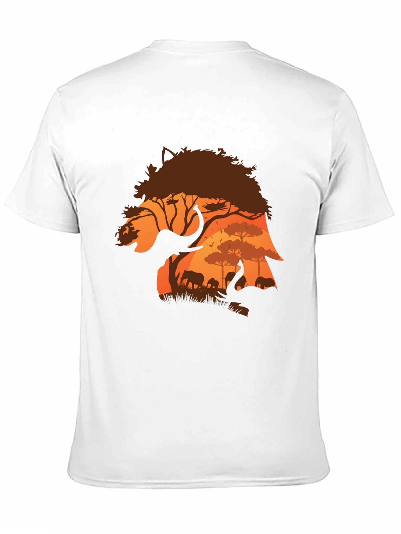 African Safari Elephant Silhouette Mens T-Shirt