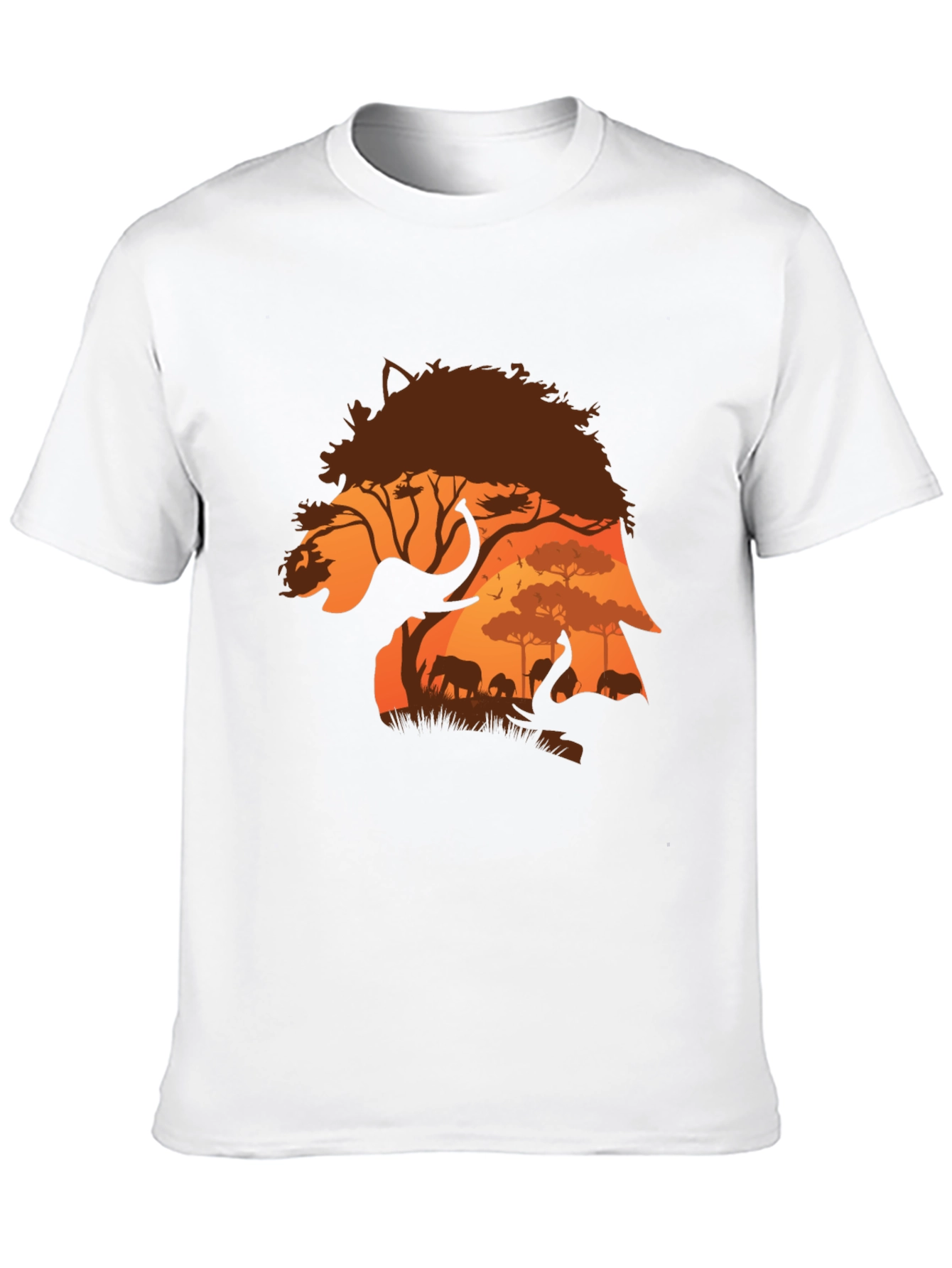 African Safari Elephant Silhouette Mens T-Shirt