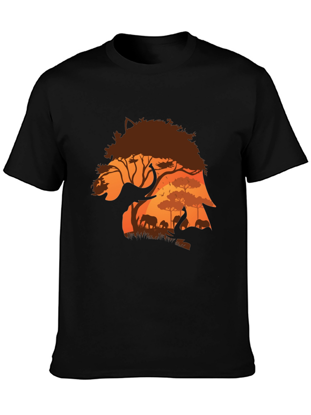 African Safari Elephant Silhouette Mens T-Shirt