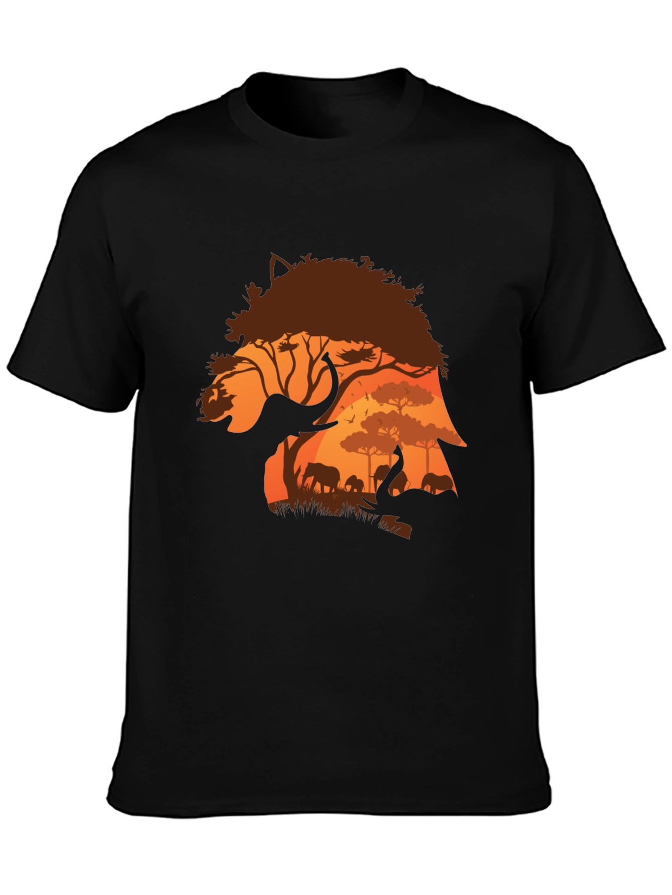African Safari Elephant Silhouette Mens T-Shirt