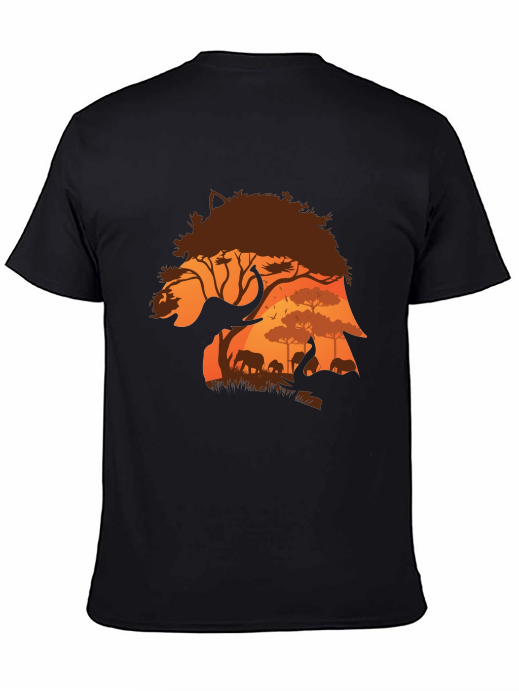 African Safari Elephant Silhouette Mens T-Shirt