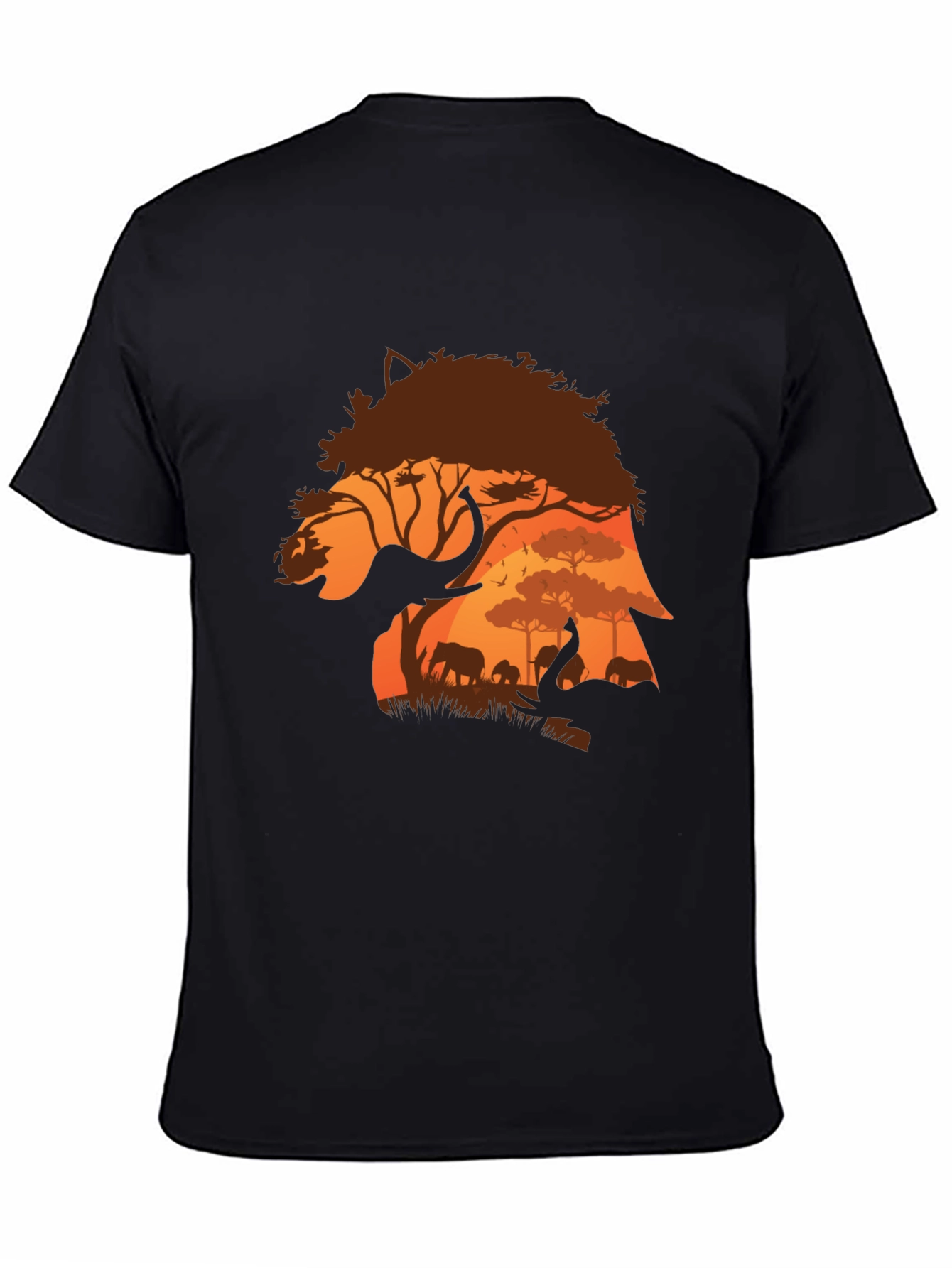 African Safari Elephant Silhouette Mens T-Shirt
