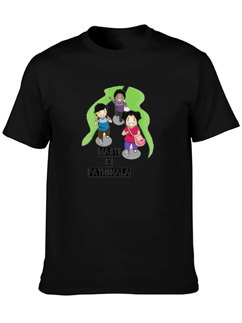 Black T-Shirt with Playful Cartoon Print