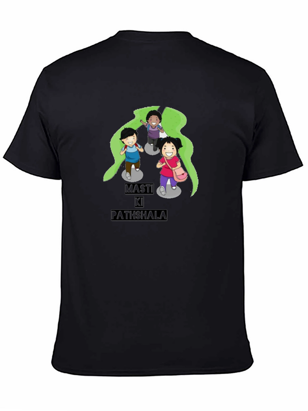 Black T-Shirt with Playful Cartoon Print
