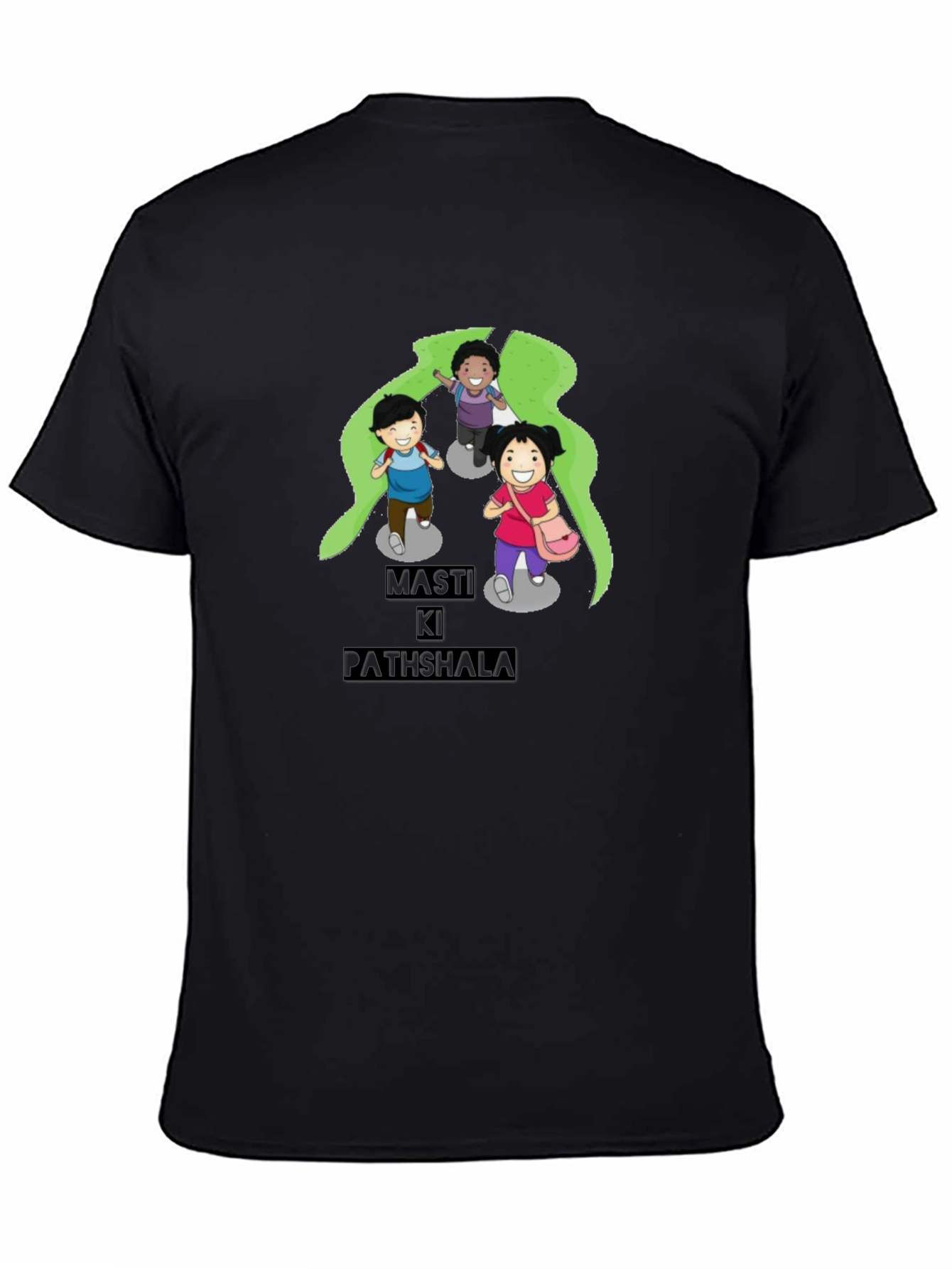 Black T-Shirt with Playful Cartoon Print